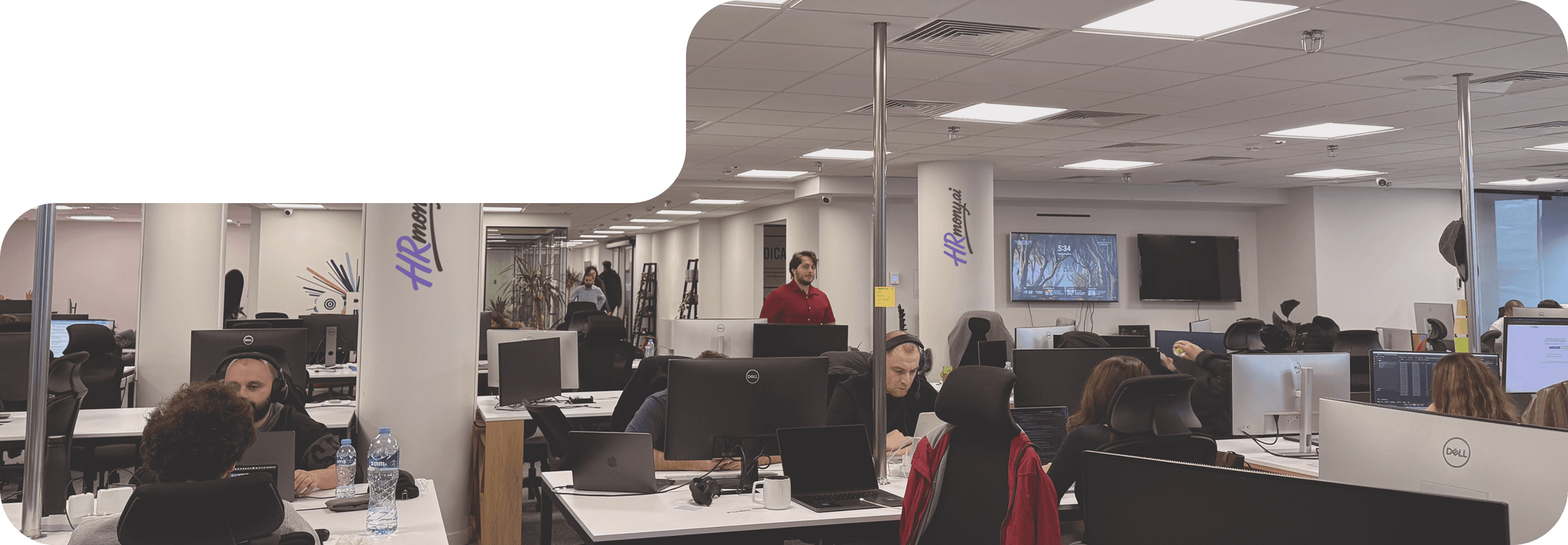 Modern office workspace with team collaboration